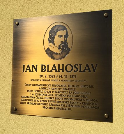 realizace - Mosazné pamětní tabule Jan Blahoslav