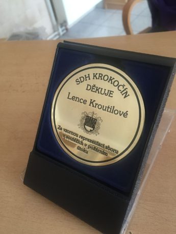 realizace - Pamětní medaile SDH Krokočín děkuje Lence Kroutilové