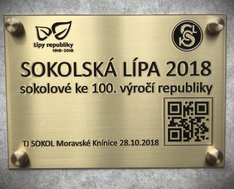 realizace - Mosazná pamětní deska Sokolská lípa 2018
